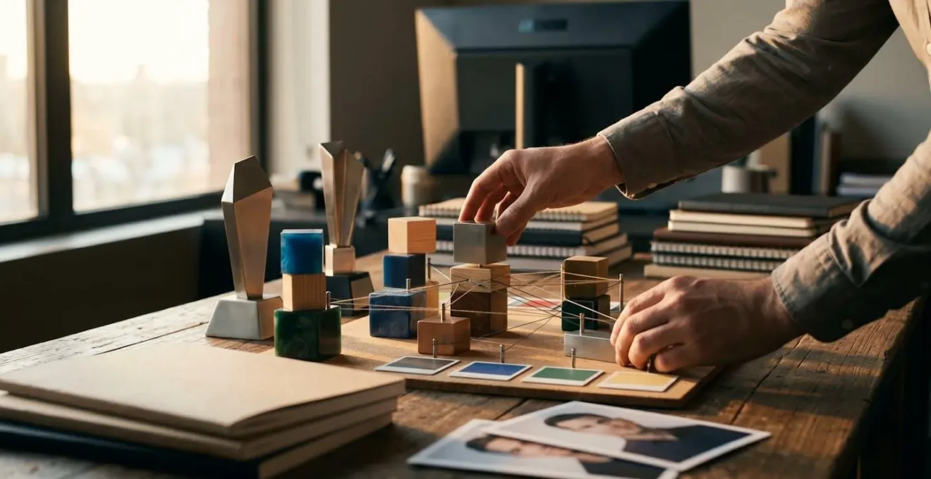 Espace de travail avec éléments visuels de personal branding professionnel