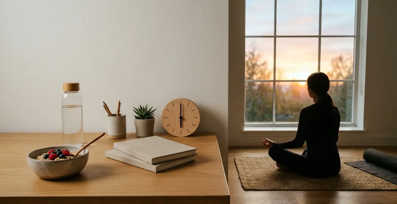 Étudiants en phase de préparation aux examens montrant les aspects invisibles de la réussite : sommeil, nutrition et équilibre mental