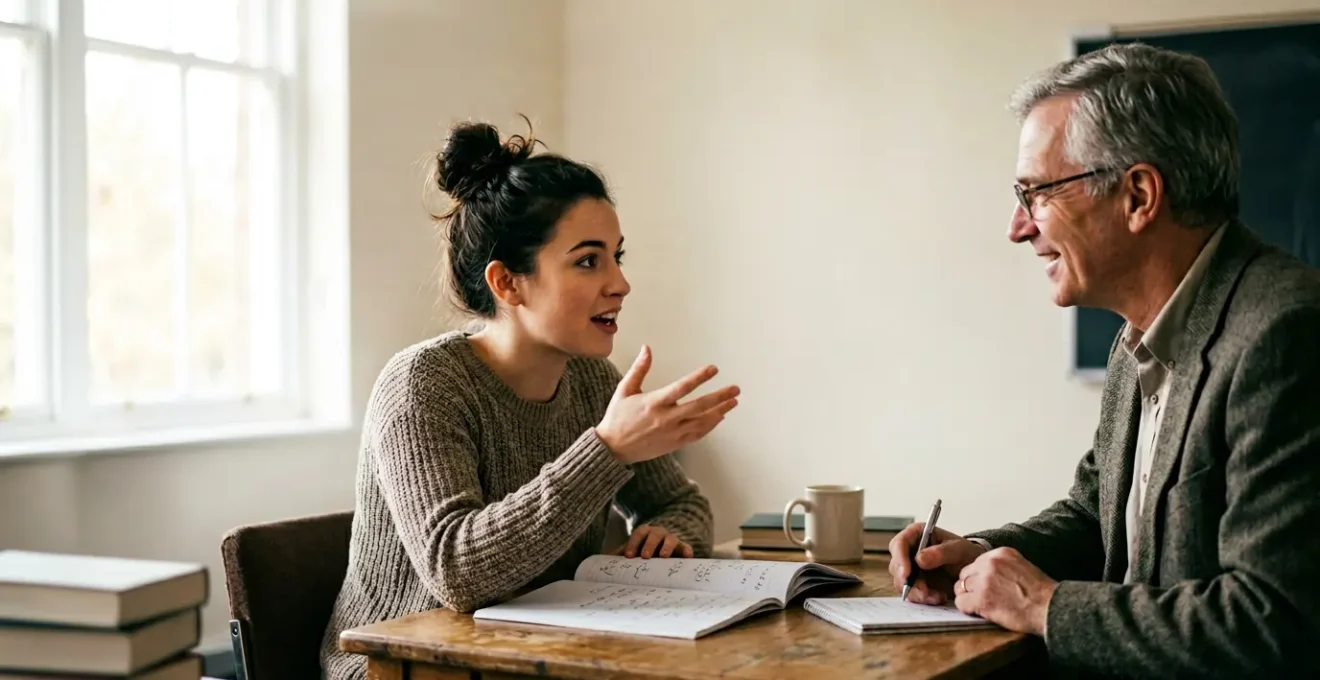 Étudiants en classe préparatoire lors d'une séance de préparation orale avec tableau et interaction collaborative