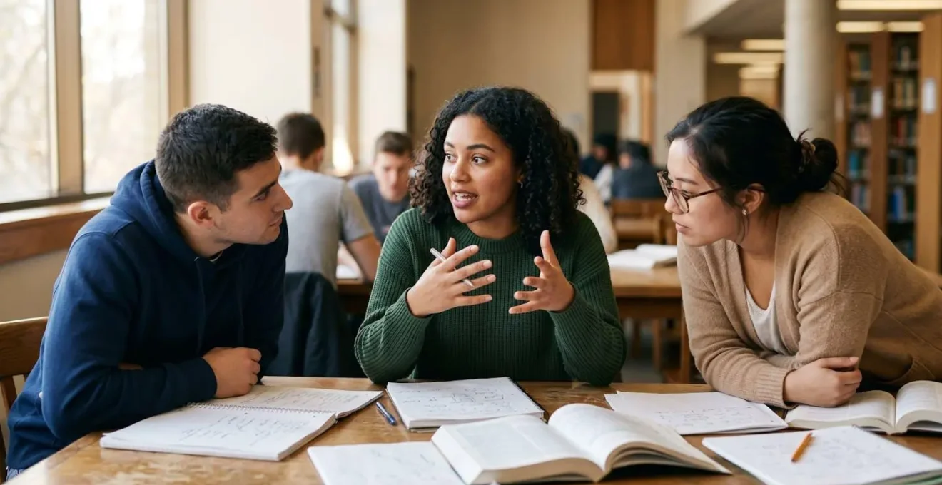Groupe d'étudiants pratiquant l'effet protégé en s'enseignant mutuellement