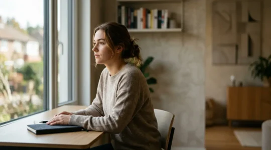 Étudiant en prépa concentré dans un environnement studieux et serein